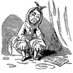 Ilustracja wektorowa stare kobiety siedział zewnątrz