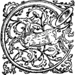 Векторное изображение оленя и рогом на декоративная круглая рамка