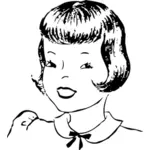 וקטור ציור של תסרוקת נשים עם שיער קצר, פוני