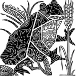 Imagen vectorial de rana adornado tallado en madera