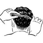 Finisare atinge la om pe păr vector ilustrare