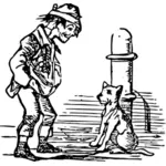 描画乞食と犬のベクトル