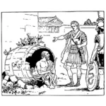 Diogene si Alexandru cel mare vector desen