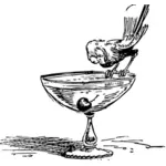 Vektorritning fågel på cocktailglas