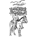 Cavalier de cheval avec dessin vectoriel de chapeau