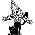 Illustration vectorielle de clown en sautant par-dessus les chat