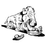 犬食べるソーセージ ベクトル画像
