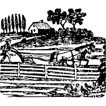 Vektor ilustrasi petani yang bekerja pada tanah