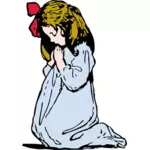 Vektorikuva nuoresta tytöstä rukoilemassa