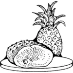 Ananas vektör çizim ile jambon