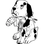 Sedih anjing dengan ilustrasi vektor patah kaki