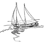 Skonaren-riggad sharpie båt vektorbild