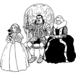 Wektor rysunek siedzący rodziny Rycerzy