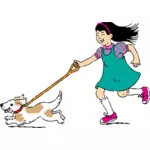 Imagem de vetor de cachorro ambulante menina
