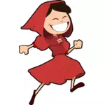 Hopping jente kledd i røde vektor image