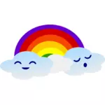 Roztomilý mraků s rainbow vektorový obrázek