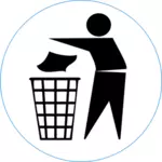 Clipart vectoriels de jeter des ordures dans bin signe