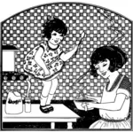 Desenho de criança sobre um cozinheiro de mãe ver tabela vetorial