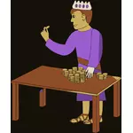 Vektorikuva kuninkaasta laskemassa rahojaan