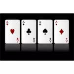 صورة متجه من أربع بطاقات لعب الآس على خلفية سوداء