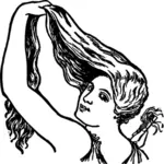 Lady menyisir rambutnya