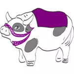 Vektorové ilustrace krávy s fialovým sedlo