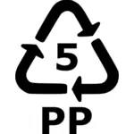 Recyklovatelné polypropylenové znamení vektorový obrázek