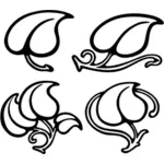 Immagine vettoriale di quattro disegni di foglia