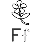 F הוא פרח אלף-בית לימוד האיור וקטורית מדריך