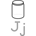 J 是 Jar 字母表学习指南矢量图像
