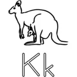 K için kanguru alfabe Kılavuzu illüstrasyon öğrenme olduğunu