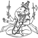 Disegno del dio Ganesha vettoriale