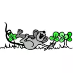 Muis spelen in shamrocks vector afbeelding