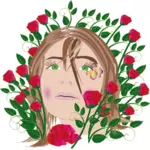 فتاة مع الورود