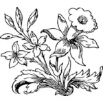 Clip art wektor z kwiatkiem w czerni i bieli