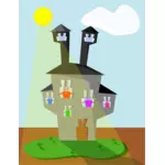 Векторные картинки Мультфильм монстры семейный дом