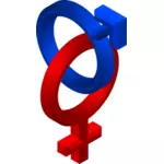 Símbolos de masculino e feminino estilo 3D vector clipart