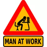 Mann am geistigen Arbeit Board-Schild