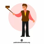 Man holding a selfie stick