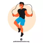 Man jumping over skipping rope