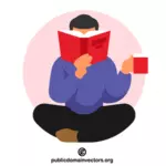 赤い本を読む男