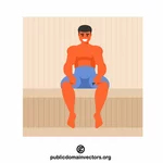 Bărbat care se relaxează în saună