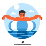 Nadar com um anel inflável