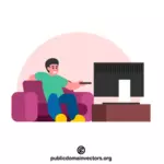Homem assistindo a uma TV