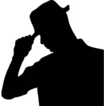 Image vectorielle silhouette de Mman portant chapeau