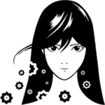 Silueta vektor girl manga
