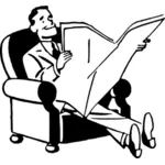 Homem lendo imagem vetorial de jornal
