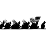 Векторное изображение марширующие солдаты группы силуэт