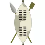 Desenho vetorial de equipamento guerreiro zulu