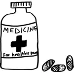 Flacon de médicament et pilules de dessin